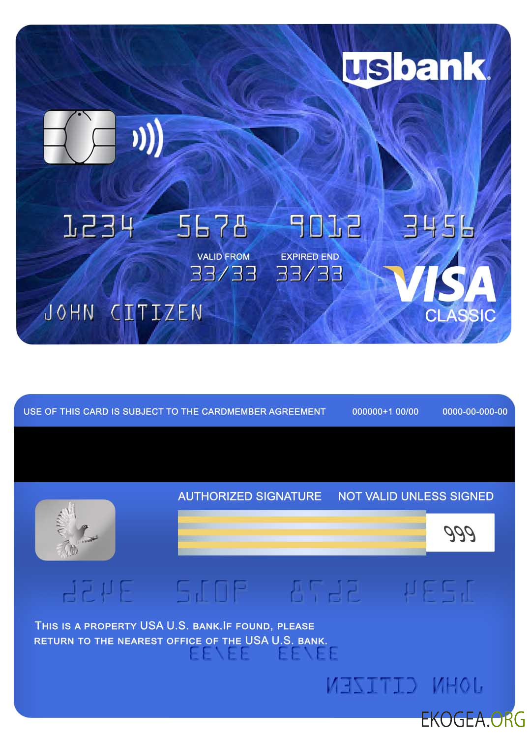 Carte Visa Classic bancaire américaine